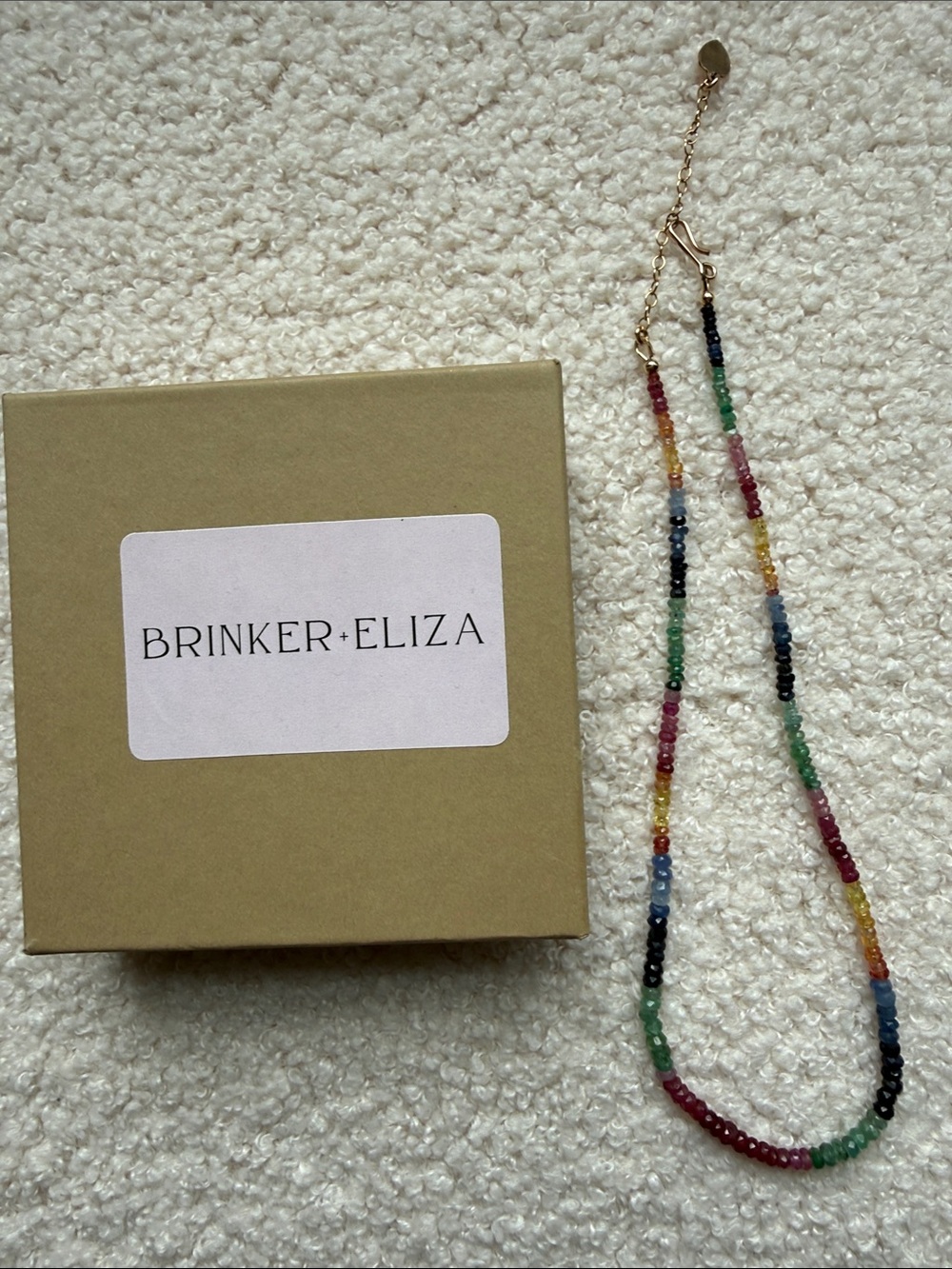 Brinker + Eliza Rainbow Beaded Necklace with Gold Chain